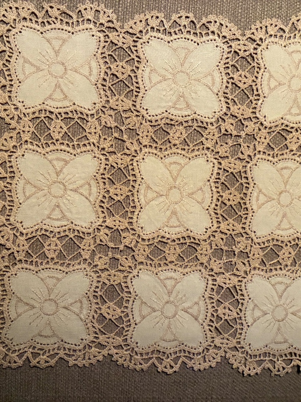 Vintage, handmade Ecru Cotton crocheted doily